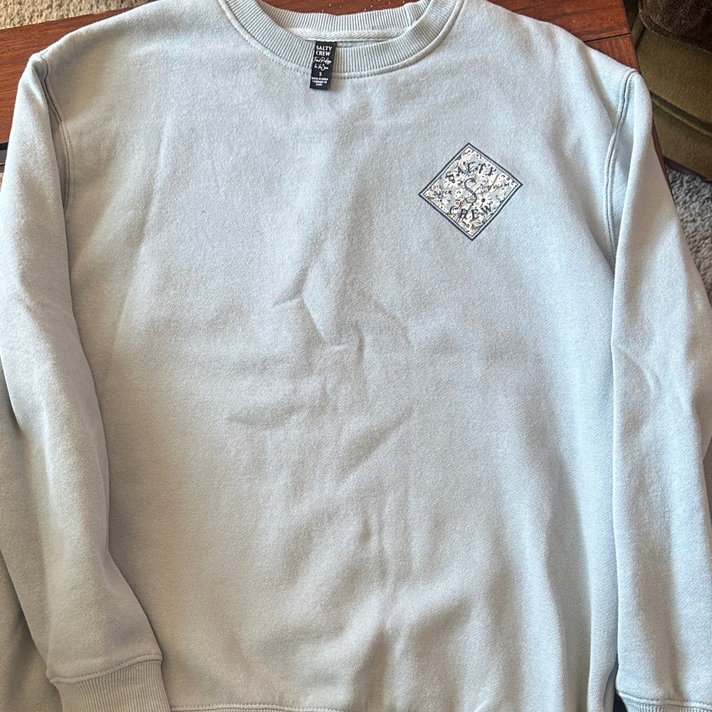 Salty crew Light Blue Crewneck Sweatshirt with Diamond Chest Patch